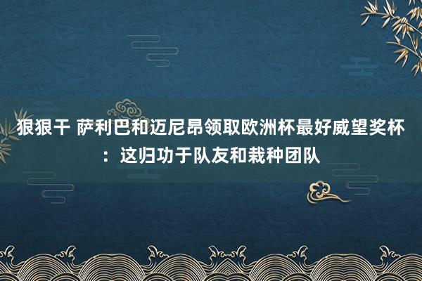 狠狠干 萨利巴和迈尼昂领取欧洲杯最好威望奖杯：这归功于队友和栽种团队