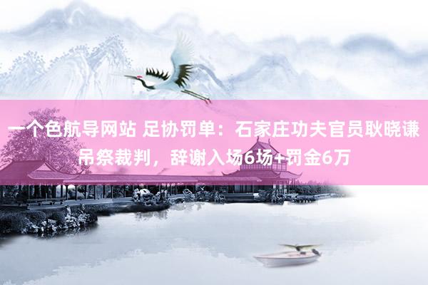 一个色航导网站 足协罚单：石家庄功夫官员耿晓谦吊祭裁判，辞谢入场6场+罚金6万