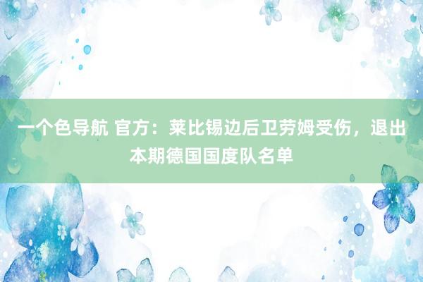 一个色导航 官方：莱比锡边后卫劳姆受伤，退出本期德国国度队名单